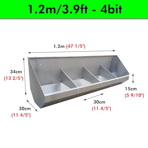 Heavy-Duty Weatherproof Stainless Steel Pig Feeders & Waterers, 1.2m Trough for Farm & Yard - Durable Poultry Troughs for Large Animals, Perfect for Pens & Pastures - size: 1.2m/3.9ft - 4bit