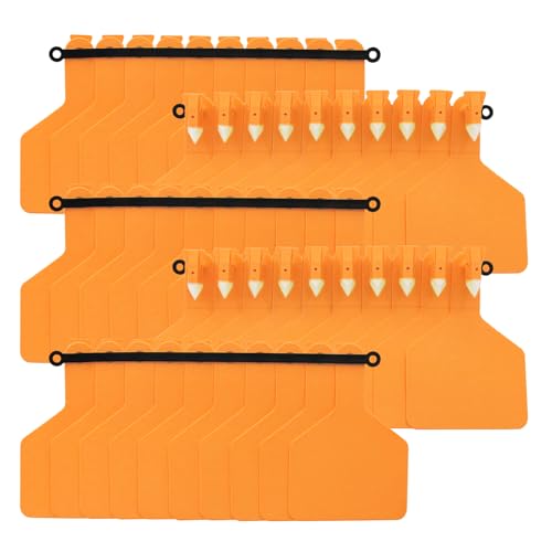 50Pcs One-Piece Cattle Ear Tags Blank Tags Large TPU Livestock Identification Personalized Ear Marking, Farm Animal Ear Tagger for Cattle Calf Cow Sheep Goat Horse (Orange) - color: Orange