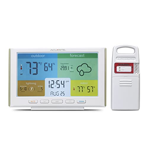 AcuRite Weather Station Forecaster for Indoor/Outdoor Temperature and Humidity and Lightning Detection with Built-in Barometer (01071), White - color: White - With Lightning Detection