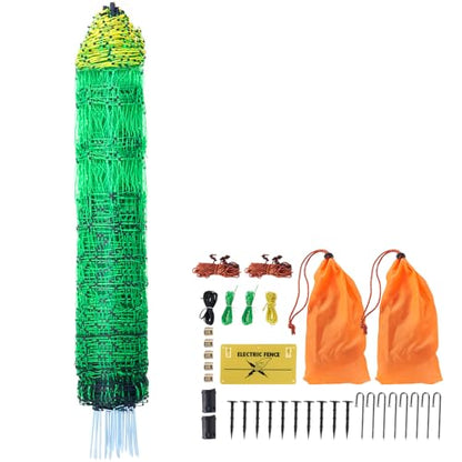 VEVOR Electric Poultry Netting, 48" H x 168' L, PE Net Fencing Kit with Posts & Double-Spiked Stakes, Utility Portable Mesh for Chickens, Ducks, Geese, Rabbits, Used in Backyards, Farms, and Ranches - size: 48in*168ft, style: Poultry