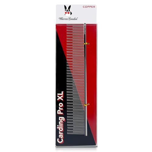 Warren London Carding Pro XL Comb 9in | Copper Grooming Comb with Dual-Length Teeth | Removes Undercoat, Loose Fur, and Dander | Groom like a Professional - style: Carding Pro XL