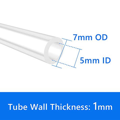 Quickun Pure Silicone Tubing, 5mm ID x 7mm OD High Temp Food Grade Tube Pure Silicone Hose Tube for Home Brewing, Beer Line, Kegerator, Wine Making, Aquaponics, Air Hose by Proper Pour (3.28 Ft) - size: 5mmx7mm, style: 3.28Ft (1meter)