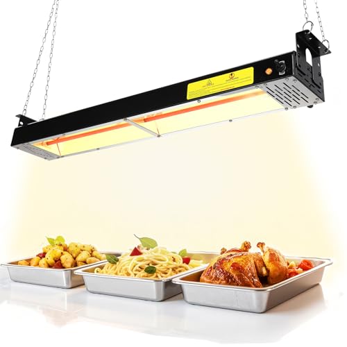 36-Inch Food Heat Lamp - 1000W Commercial Food Warmer Lamp Overhead Stainless Steel Catering Heat Lamps Electric Strip Heater for Restaurant Buffet Parties Kitchen, Black 115V - color: Black, size: 36 Inch