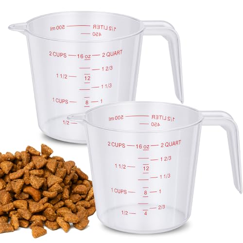 2 Pcs 2 Cup Dog Food Scoop Plastic Measuring Cups with Handle,Pet Food Measuring Scoops with Precise Markings for Dog, Cat or Bird Food (2 CUP) - size: 2 CUP