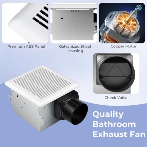 COSTWAY Bathroom Exhaust Fan, Ceiling Mount Ventilation Fan with Galvanized Sheet Housing, 4 Inch Duct Connector, 80 CFM 1.5 Sones Quiet Bath Vent Fan for Home, White - size: 80 CFM