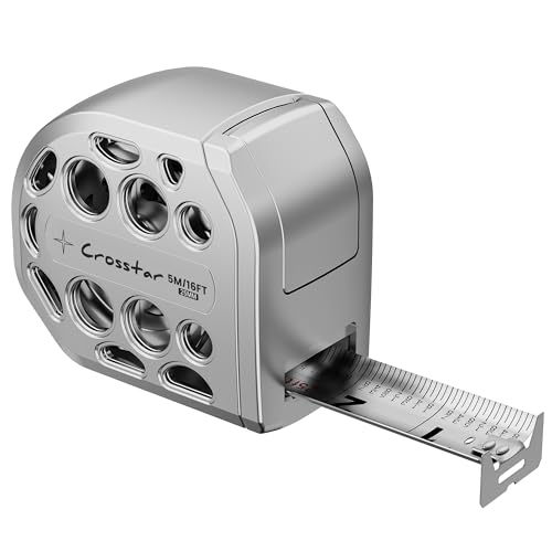 Crosstar 16FT Magnetic Self-Locking Stainless Steel Tape Measure, Double-Sided Scale, Waterproof & Rustproof Retractable Measuring Tape with Hollow Design for Home, Industrial, Woodworking - size: 4.9 m