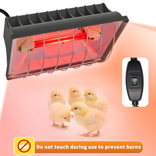 250W Chicken Coop Heat Lamp with Guard, Adjustable Temperature Brooder Heater, 175W/250W Infrared Heating Lamp for Chicks, Ducklings, Poultry, Livestock & Small Pets - size: 1 Pack