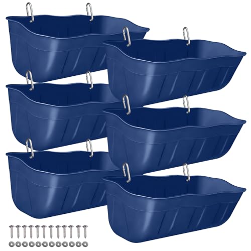 Chicken Feeder Waterer,Hanging Goat Feeders,Feed Trough 3.5 Quart 6 Pack,Hanging Fence Feed Trough for Poultry Livestock,Blue - color: Blue, size: 3.5 Quart (6 Pack)