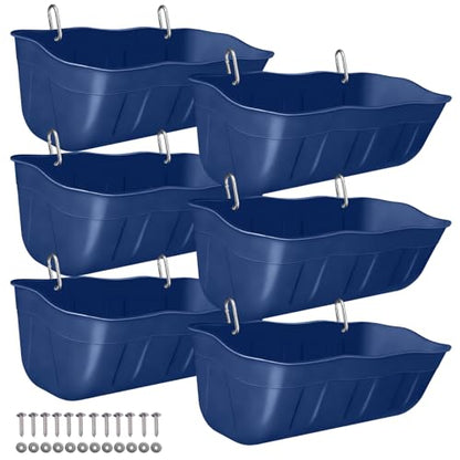 Chicken Feeder Waterer,Hanging Goat Feeders,Feed Trough 3.5 Quart 6 Pack,Hanging Fence Feed Trough for Poultry Livestock,Blue - color: Blue, size: 3.5 Quart (6 Pack)