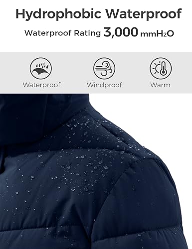 wantdo Women's Long Hooded Winter Coat Warm Quilted Puffer Jacket(Available in Plus Size) - color: Navy, size: Large