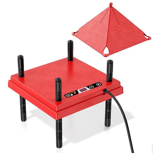 ZenxyHoC Brooder Plate for Chicks with Anti-Roost Cone, Chick Brooder Heater Red 10" x 10" with Digital Display Temperature Control - size: 10" x 10" with Digital display temperature control