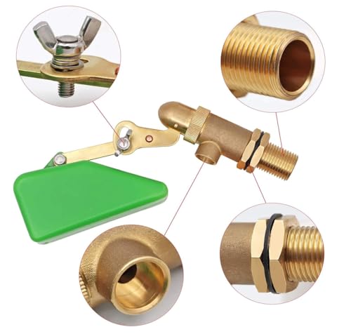 2 pack of 1/2 Inch Brass Valve with Plastic Float Water Float Valve with Adjustable Arm Automatic Fill Float Ball Valve for Water Tank Fountains Livestock Waterer