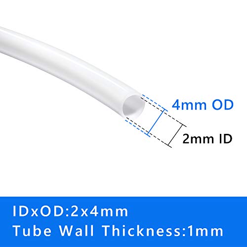 Quickun PTFE Teflon Tubing Tube, 2mm ID x 4mm OD Teflon Tube for 1.75 Filament Bowden 3D Printer, 3.3Ft Length - size: 2mm x 4mm, style: 3.3Ft Length