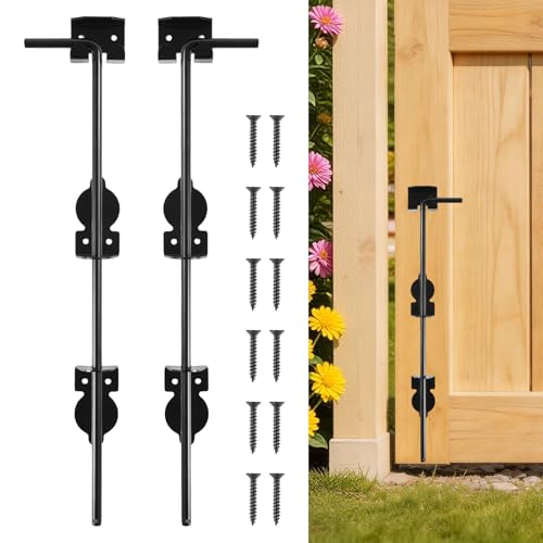 18" Cane Bolt Heavy Duty Drop Rod Gate Stopper Hardware, Gate Ground Latch for Wooden Fences Metal Gates Doors, Gate Drop Pin for Holding Gate to The Ground, Black Finish(2 Pack) - size: 18 Inch