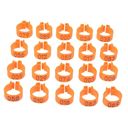 UPKOCH 100pcs Pigeon Foot Rings Numbered Leg Bands for Bird Identification Durable Clip Rings for Pigeons Parakeets and Poultry Easy to Use Bright - color: Orange