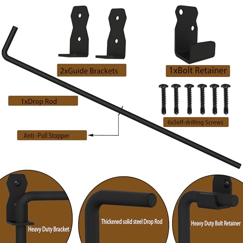 Sdstone 24 Inch Heavy Duty Cane Bolt Gate Drop Rod,Gate Ground Latch Hardware for Wooden Fences,Metal Gates Doors Stopper for Gate Ground (Black Finish,1 Pack) - size: 24 Inch