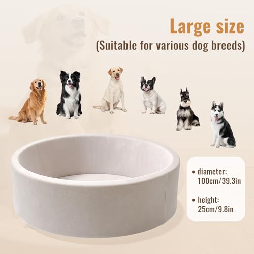 39 Inch Round Dog Bed Ball Pit, Indoor Playpen for Cats and Small Dogs, Dual Use Pet Play and Rest Area, Gray (Balls Not Included) - color: Gray