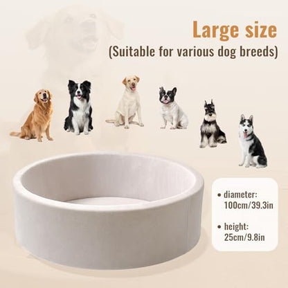 39 Inch Round Dog Bed Ball Pit, Indoor Playpen for Cats and Small Dogs, Dual Use Pet Play and Rest Area, Gray (Balls Not Included) - color: Gray