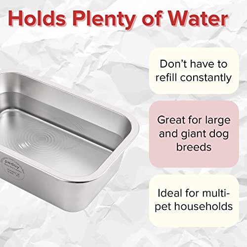 PEDAY 1.2 Gallon Large Dog Water Bowl, 18/8 Human Grade Stainless Steel - Silver Classic - color: Silver Classic, size: 1.2 gallon