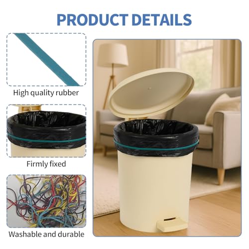 50Pack Trash Can Rubber Bands,5 Colors Large Rubber Bands,Heavy Duty,Reusable Elastic Bands for 13-30 Gallon Bins for Office Supplies File Folders Box Books,Bundle Rugs, BBQ Covers