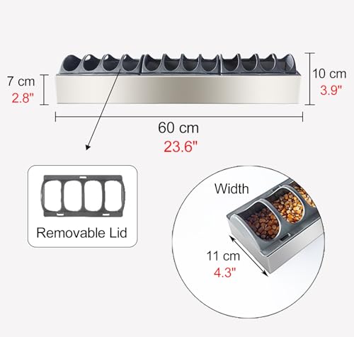 8 16 24 in Long Chicken Feeder with Separated Fence, Small Feed Trough for Chicken Coops, Anti-rust Stainless Steel Poultry Water Trough(L60cm/23.6") - size: L60cm/23.6"
