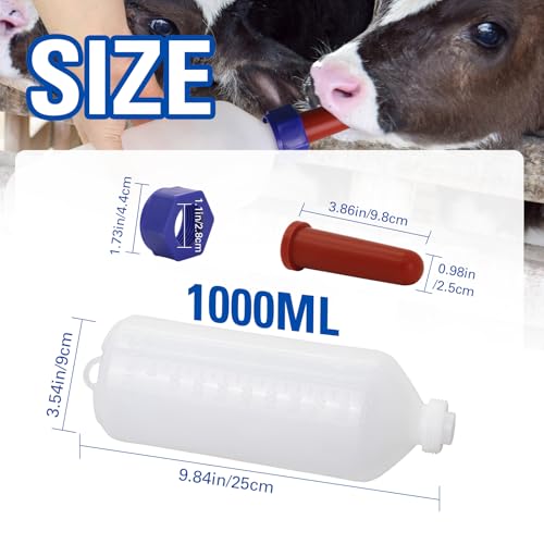 2PCS Calf Feeder Milk Bottle Livestock Drinking Bottles Calves Nursing Milk Feeding Bottle for Farm Livestock Supplie (1000ml) - size: 1000ml