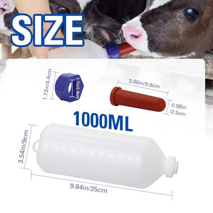2PCS Calf Feeder Milk Bottle Livestock Drinking Bottles Calves Nursing Milk Feeding Bottle for Farm Livestock Supplie (1000ml) - size: 1000ml