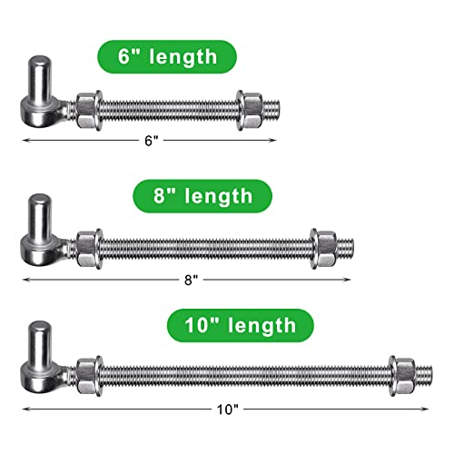 Insaga J Bolt Gate Hinge, 304 Stainless Steel Farm Gate Hinges, M12 x 6'' Gate Hinge Bolt 5/8'' for Chain Link Fence/Farm/Wooden Fence/Driveway, Supports up to 500lbs, 2pcs - color: M12-6''-2PCS