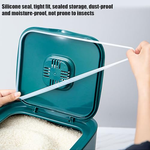Grain Hopper - High Volume Sealed Provision Bin With Cover, Food Preservation Holder, Large Household Supply Vault, Animal Feed Reservoir, Clear Level Display | for Home Cupboard Pet Feeding Managemen - color: Green