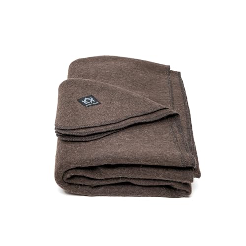 Arcturus Military Wool Blanket - Warm, Thick, Washable - Great for Outdoors, Camping, Stadium Blanket, Picnics, Travel - Car & Bushcraft Survival Kits - color: Chocolate
