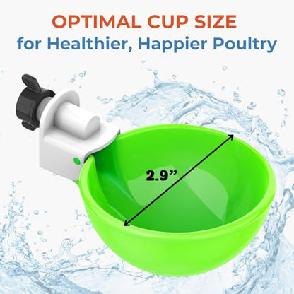 Lil'Clucker - Large Automatic Chicken Waterer Cups Suitable for Ducks, Geese, Turkeys, and Bunny Rabbit - Water Feeder Kit - Poultry Waterer (Green, 12 Pack) - color: Green, size: 12 Pack