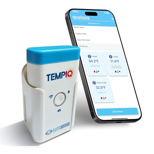 TEMPIQ Remote WiFi Temperature & Humidity Sensor - App Integration, Alerts, Helps Monitor 2nd Home, AirBnb, RV, Pets,Freezer and Server Room, Indoor & Outdoor Hygrometer & Thermometer - style: 1-Pack (Lithium Batteries)