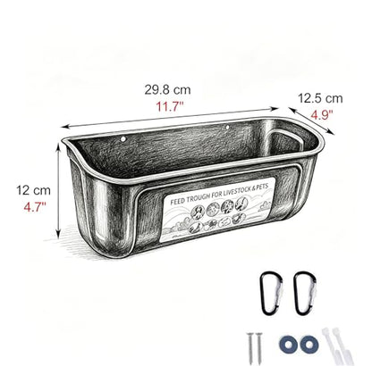 Plastic Feed Trough for Chicken/Sheep/Pig/Duck/Dog, Hanging or Screw-in Fence Feeder, Thickened Scratch-resistant Poultry Water Trough(White) - color: White
