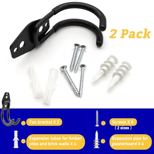 2 Pack Wall Fan Mounting Bracket, Floor Fan Wall Hook - Industrial Grade Includes Drywall and Plaster Screws - color: 2 Pack