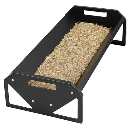 ECOTRIC 22 Gallon Livestock Feeder, 45" Length for 10Sheeps Once, Feeder | Trough for Horse, Goat, Sheep, Cattle, Cow, Alpaca Steel Powder Coated Black - color: Black