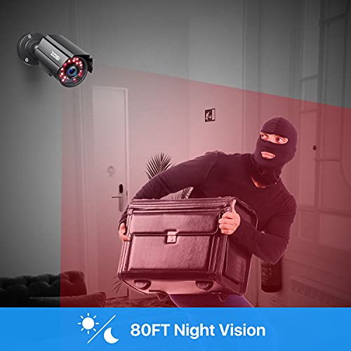 ZOSI 2.0MP 1080P HD 1920TVL Security Camera Hybrid 4-in-1 TVI/CVI/AHD/960H CVBS CCTV Camera Outdoor Indoor,80ft IR Night Vision,Weatherproof Bullet Camera For analog Surveillance DVR(Black) - size: 0CH+1Cam+0TB