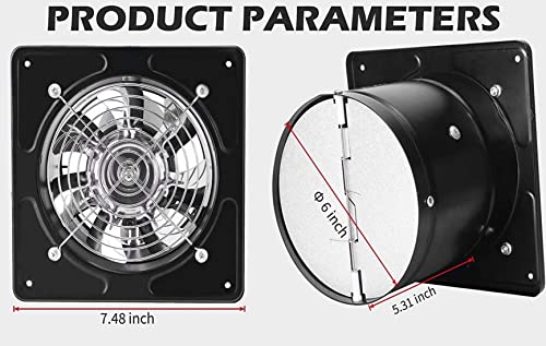 Nalle 6 inch Exhaust Fan 40W Through-wall installation Ventilation Fan 110V Exhaust Smoke Fan Ventilation for Kitchen, Bathroom,laundry room,Toilets, Garage, Shopping Mall and Office (Black) - size: 6 Inch / 294 CFM