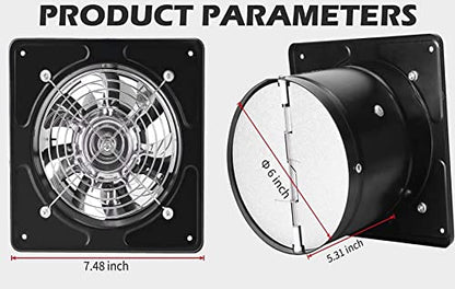Nalle 6 inch Exhaust Fan 40W Through-wall installation Ventilation Fan 110V Exhaust Smoke Fan Ventilation for Kitchen, Bathroom,laundry room,Toilets, Garage, Shopping Mall and Office (Black) - size: 6 Inch / 294 CFM