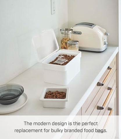 YAMAZAKI Home Tower Airtight Pet Food Storage Container - Cat And Dog Food Holder Bin With Transparent Lid And Handle - Small - Polypropylene - 0.8 Gallons, 3 Liters - color: White, size: Small
