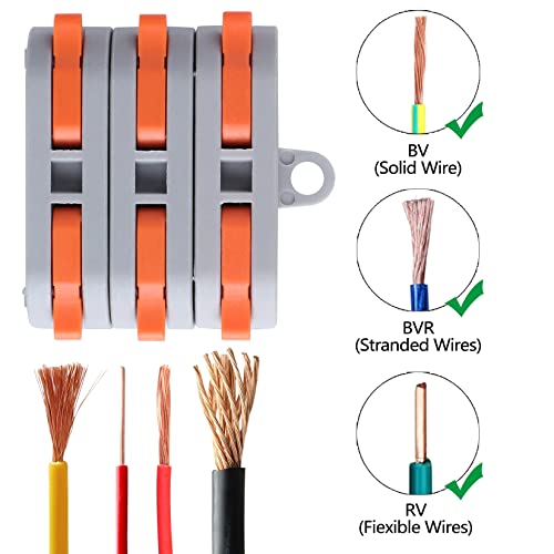 XHF 60pcs White Lever Connectors, Electrical Wire Terminals for Any Circuit, Inline Splices 28-12 AWG (SPL-1) - color: White