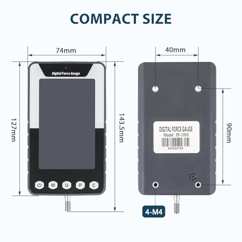 1000N Digital Force Gauge Push Pull Meter with USB Output | 3.9 Inch Large Display Multi Units N Kg Lb Calibration Certificate Included for Tension Compression Destructive Testing