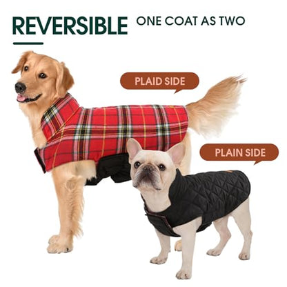 Kuoser Waterproof Dog Coat, Reversible Dog Jacket for Medium Dogs, Adjustable Durable Doggie Winter Coat Warm Puppy Cold Weather Apparel from Small to Large Breed, Bright Red M - color: Bright Red, size: Medium (Pack of 1)