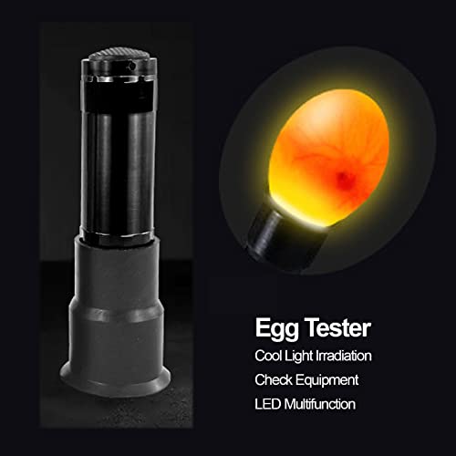Egg Tester, LED Cool Light Candler Lamp, Metal and Plastic Material, Detachable Cone Spot Light, Suitable for Bird Duck Goose Quail Eggs, Delivered Without Battery (Black) - color: Black
