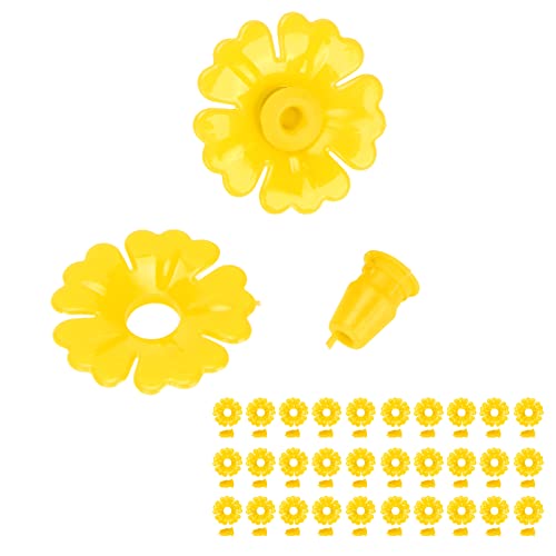 Hyuduo 30-Piece Hummingbird Feeder Replacement FlowersYellow Nectar Feeding Ports for Outdoor Hummingbird Feeders, Compatible with Glass Plastic Hummingbird Feeders - color: Yellow