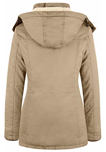WenVen Women's Winter Warm Sherpa Lined Jacket Heavy Parka Coat with Hood - color: Khaki-2, size: XX-Large