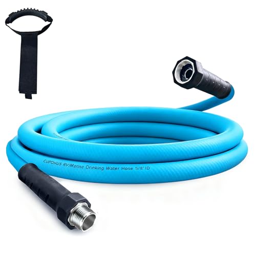 Cupohus RV Water Hose 10FT with Strain Relief Ends, Kink-Resistant Drinking Water Hose, 5/8''ID Potable Food Grade Hose with Storage Strap for RV, Marine, Camper, Truck, Car, Garden - color: Blue, size: 10FT