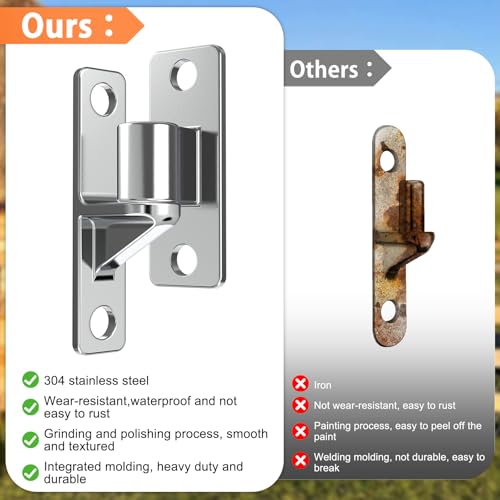 4 Pcs 304 Stainless Steel Gate Hinges Heavy Duty, 5/8'',Farm Gate Hinges up to 600lbs,Wall Mount Hinges for Farm Gates or Wooden Fences