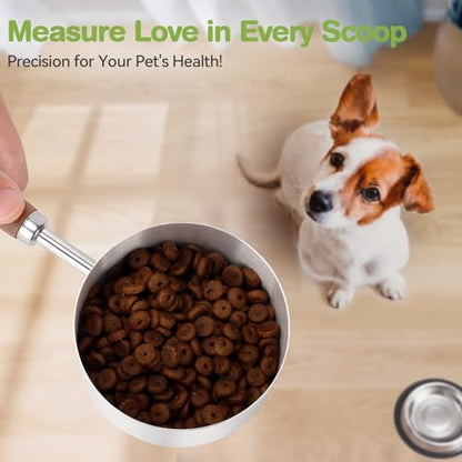 Dog-Cat Food-Scoop Measuring-Cup - 304 stainless steel material.1-Cup capacity. Precision scale measurements - size: 1 CUP
