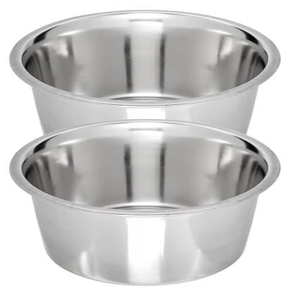Stainless Steel Dog Bowl 2-Pack Metal Food and Water Dish (10" inch Outer Diameter) Pet Feeder Replacement Bowls Dishwasher Safe, Easy to Clean (10 Cups) - size: 10 Cups
