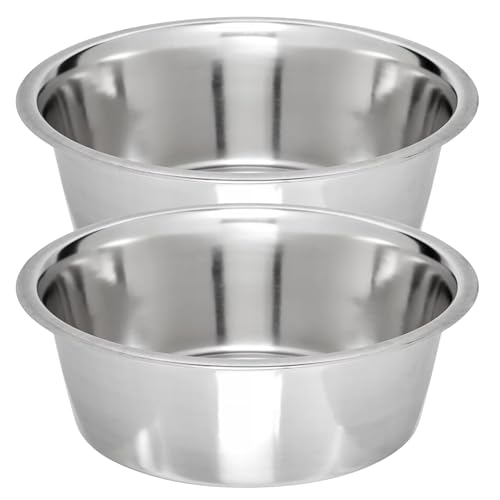 Stainless Steel Dog Bowl 2-Pack Metal Food and Water Dish (10" inch Outer Diameter) Pet Feeder Replacement Bowls Dishwasher Safe, Easy to Clean (10 Cups) - size: 10 Cups